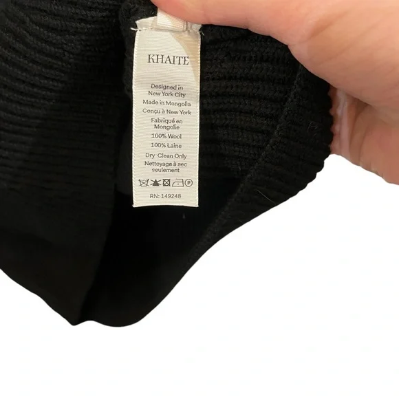 Khaite Bret Merino Wool Ribbed Puff Elbow Sleeve Turtleneck Pullover Sweater - Picture 5 of 6